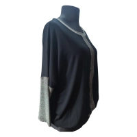 Wieczorowa Bluzka bombka z błyszczącym srebrnymi wstawkami